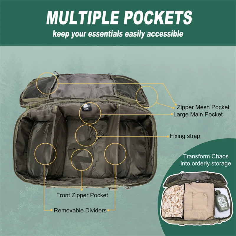LQARMY Outdoor Molle Tactical Backpack for Hiking and Travel