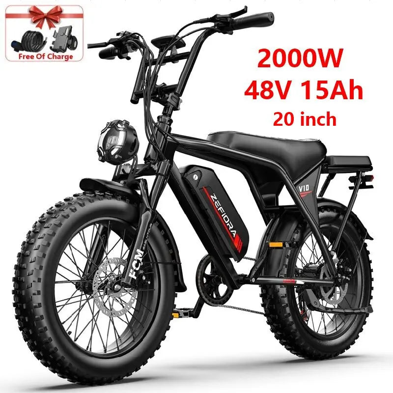 ZEFIORA Electric Fat Bike 1000W 30-50 MPH 30-60 Miles