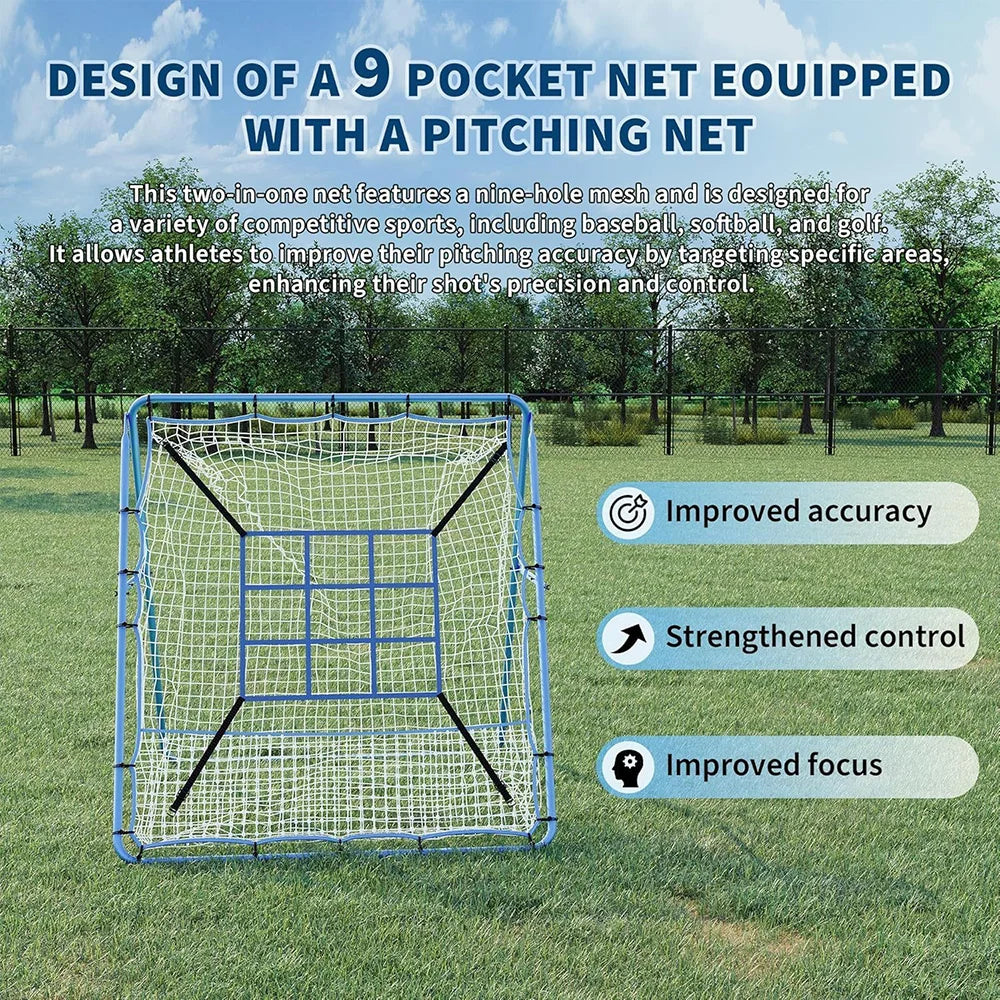 HiMISS Baseball Softball Rebounder Net Double Sided 9 Zone Backstop