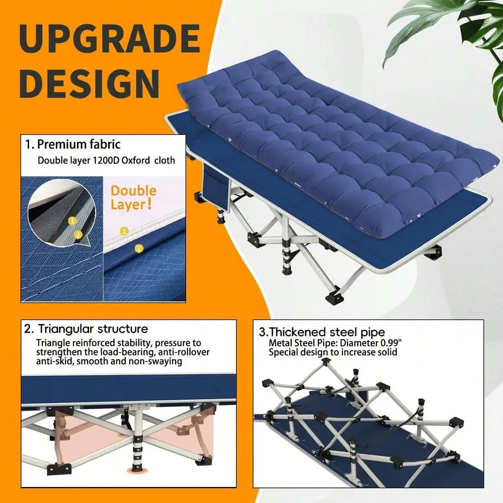 XMSJ Camping Cot With Mattress Sturdy Comfort Up To 450LB