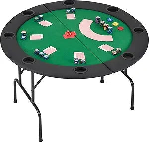RBXC Round Poker Table For Eight Players With Folding Legs