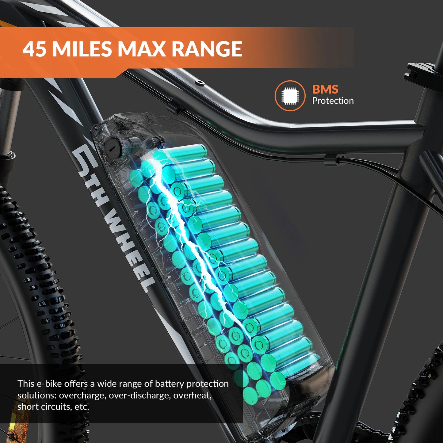 5TH WHEEL AB17 Electric Bike With 700W Peak Motor And Front Suspension 23 MPH