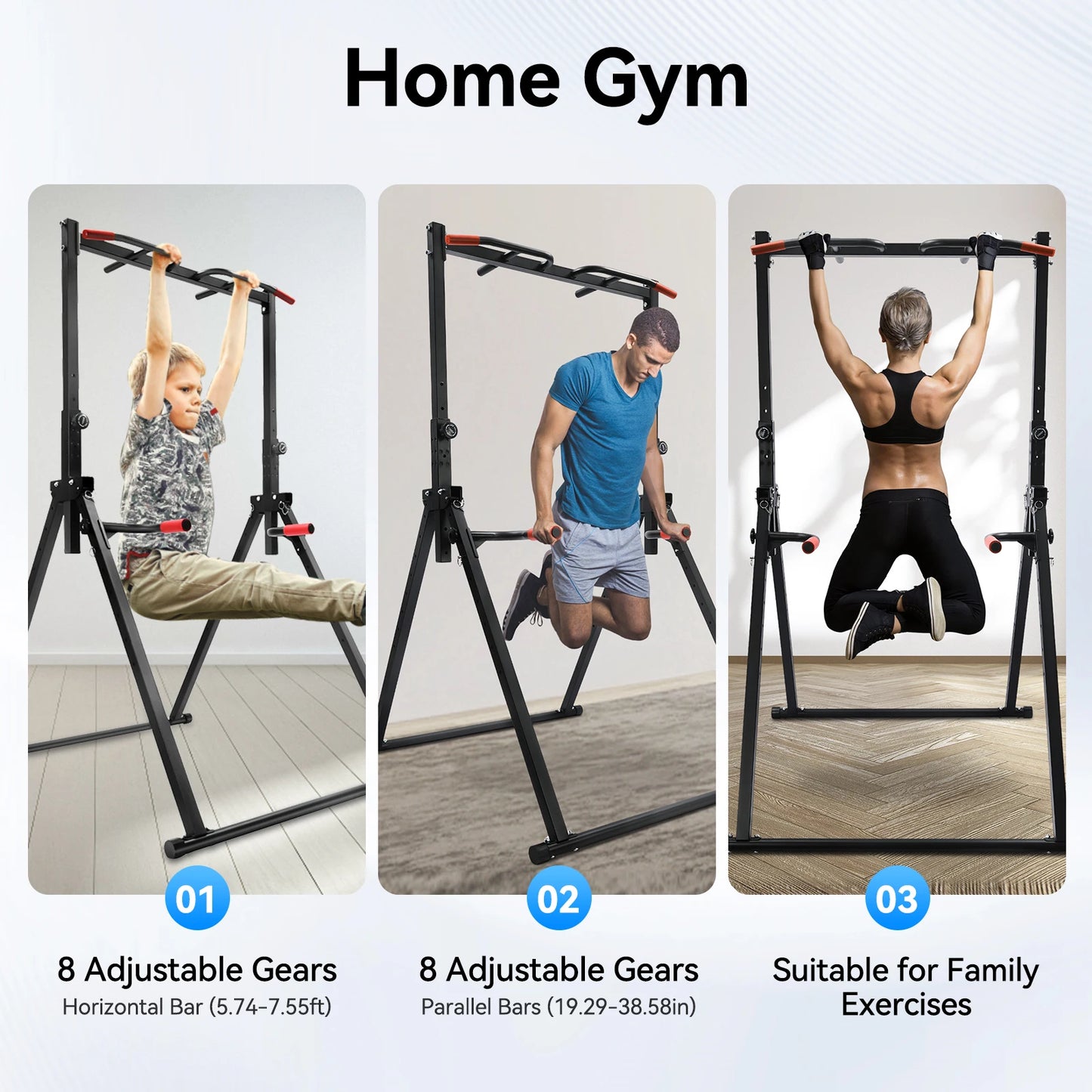 Adjustable Pull Up Bar 200kg Folding Parallel Bars Training Station