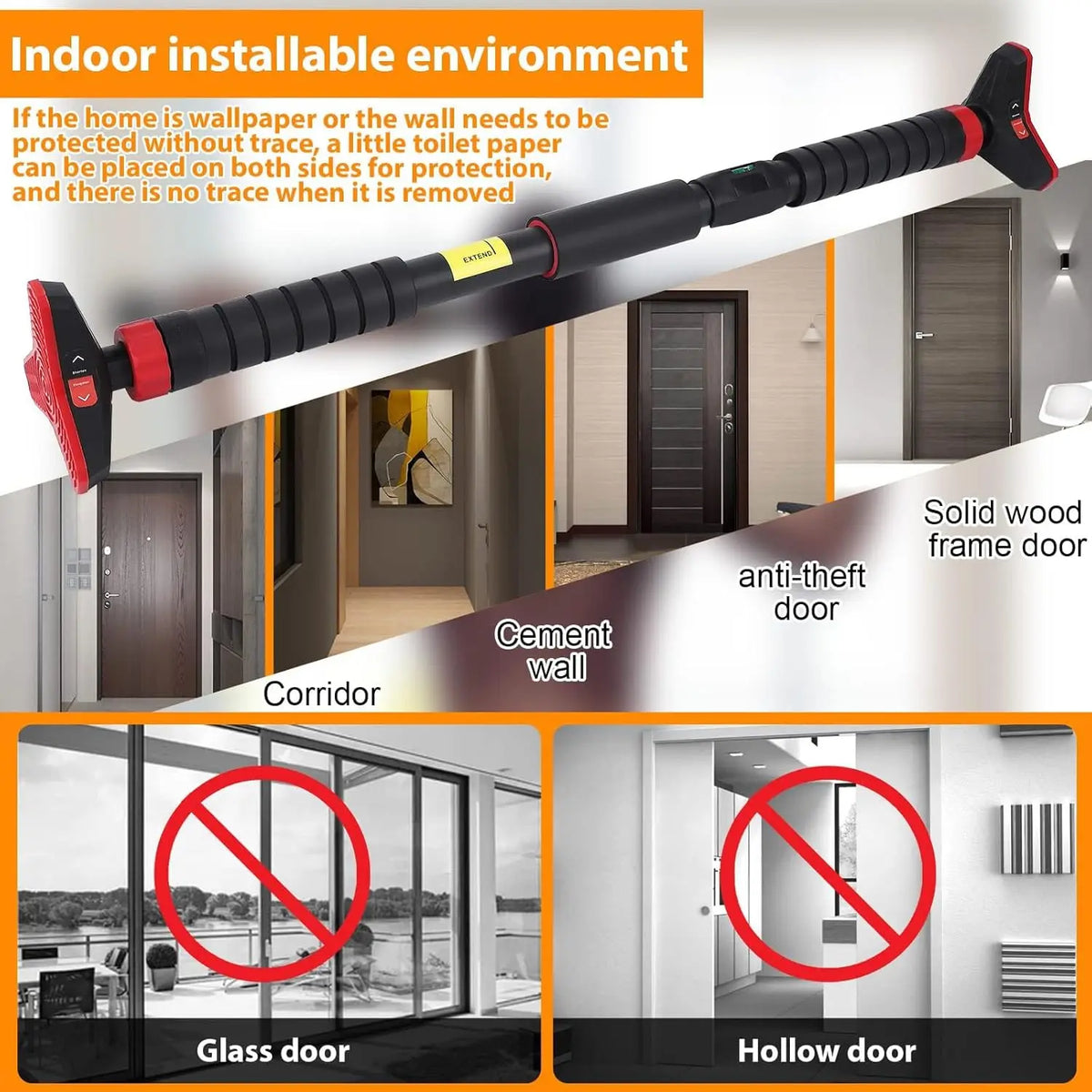 Heavy Adjustable Doorway Pull Up Bar With Auto Lock System