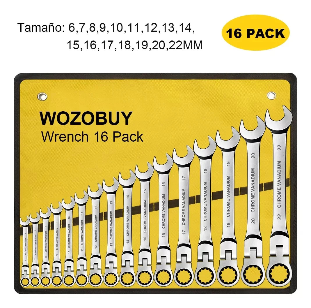 WOZOBUY Ratcheting Wrench Set With Flexible Head Durable Steel