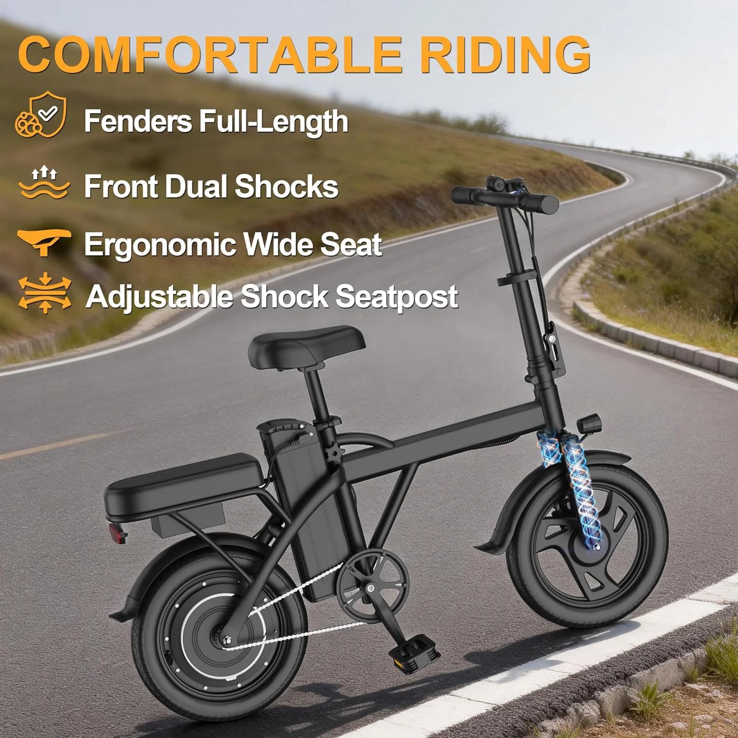 Ladped Foldable Electric Bike 500W 48V Dual Seat for Adults