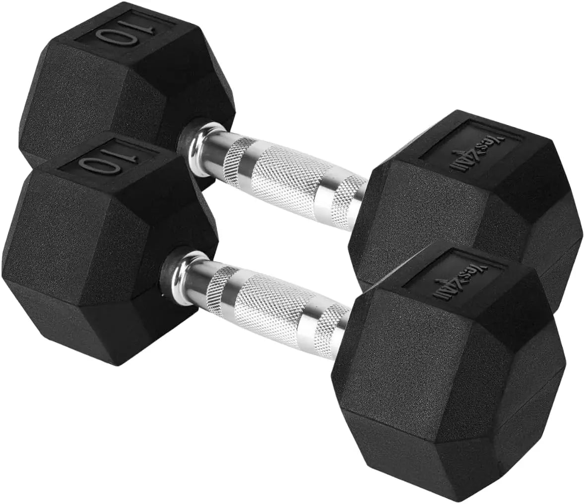 Yes4All Hex Dumbbells With Chrome Rubber Grip Encased